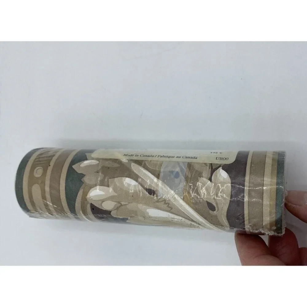 Wallpaper Border SU-7595 Leaf Scrolls Beige Green NOS Unopened Crafts DIY Decor